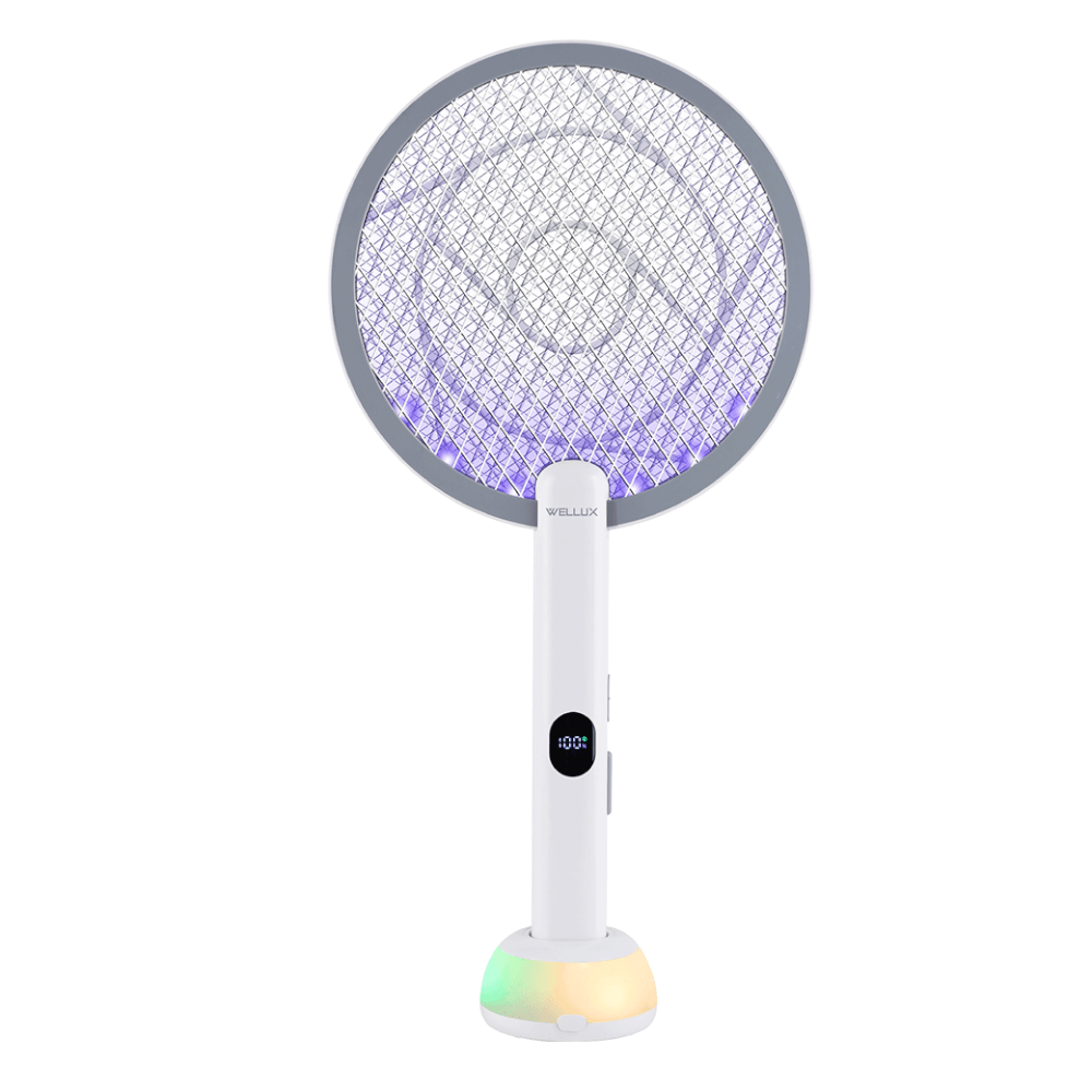 ไม้ตียุง WELLUX รุ่น NEIL-9013 แท่นชาร์จพร้อมโคมไฟ RGB จอแสดงผลดิจิตอล